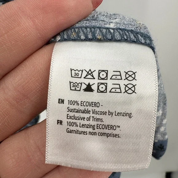 tentree Woven Canyon Blue Flourish Floral Smocked Crepe Dress Cottagecore Medium - Picture 8 of 12